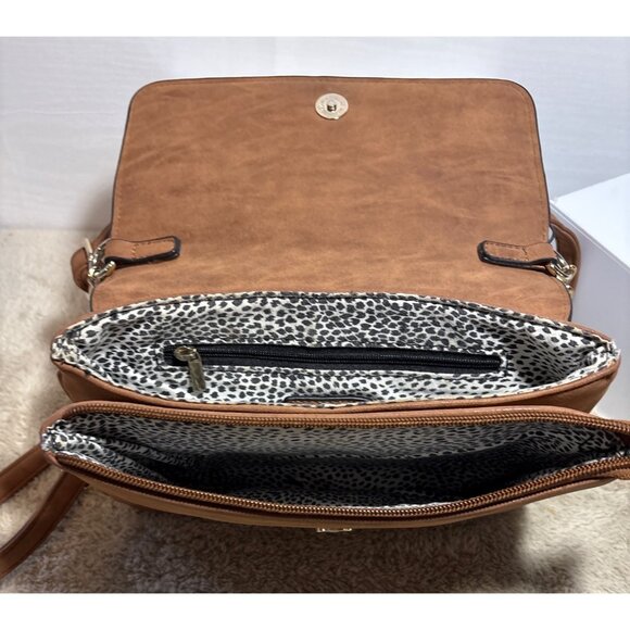 Call It Spring Crossbody Purse Brown Faux Leather Bag Gold Chain & Tassel Accent - Picture 9 of 12